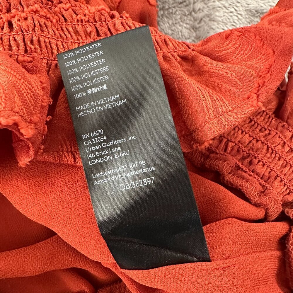 Anthropologie Orange Ruffle Smocked Textured Long Sleeve Blouse Women's SP Small - Picture 7 of 7